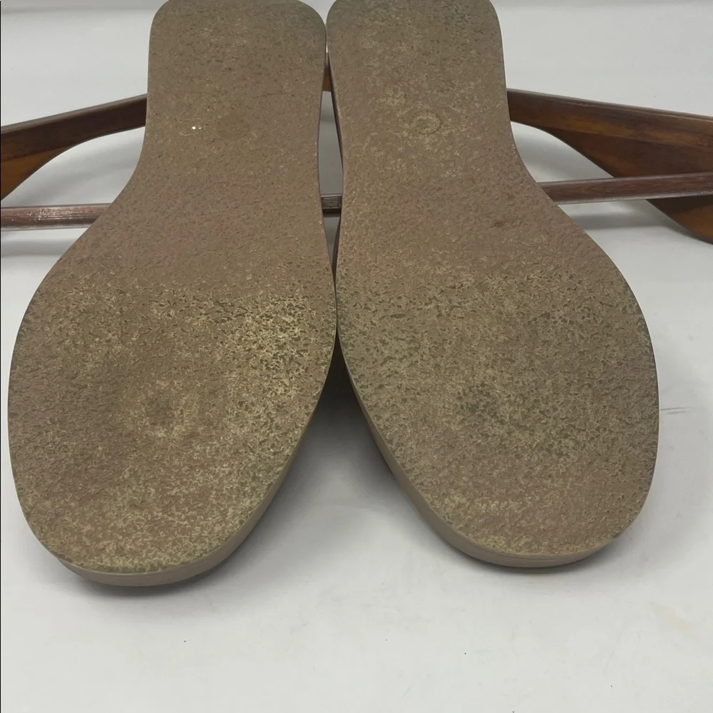 Mariella Beige Platform Criss Cross Platform Slip-On Sandals Size 6.5
